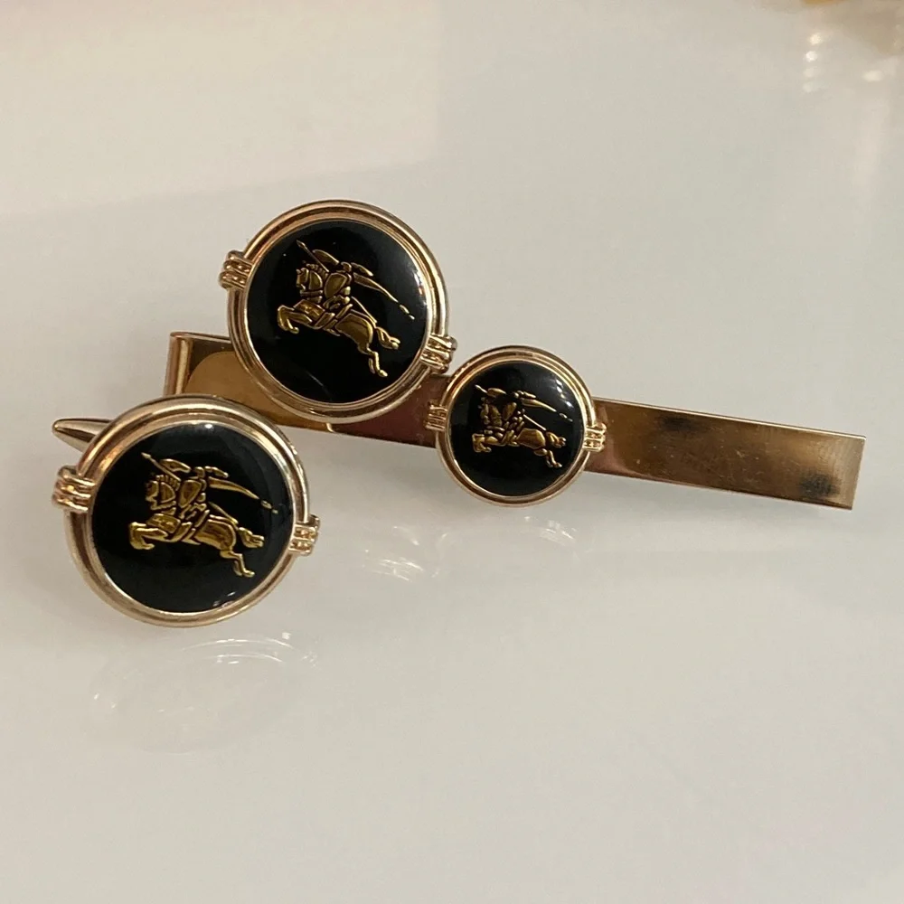 Vintage Burberry Cuff Links + Tie Clip Set - Picture 7 of 7